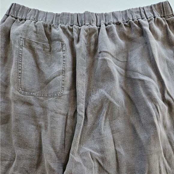 Poetry Garment Dyed Linen Pull On Relaxed Fit Cropped Pants Trousers in Grey 14 - Picture 4 of 8